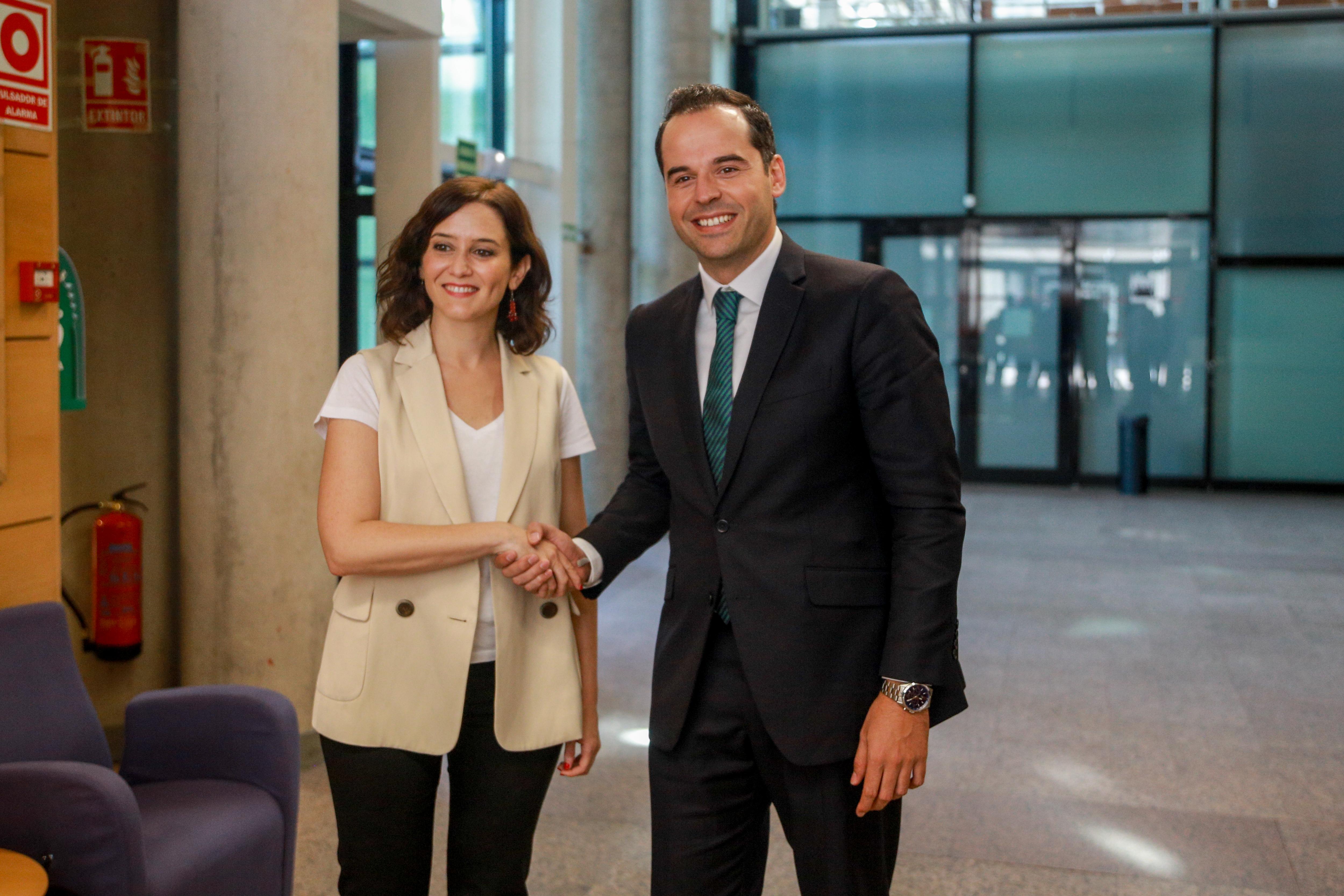 La presidenta de la Comunidad de Madrid, Isabel Díaz Ayuso, y el vicepresidente, Ignacio Aguado