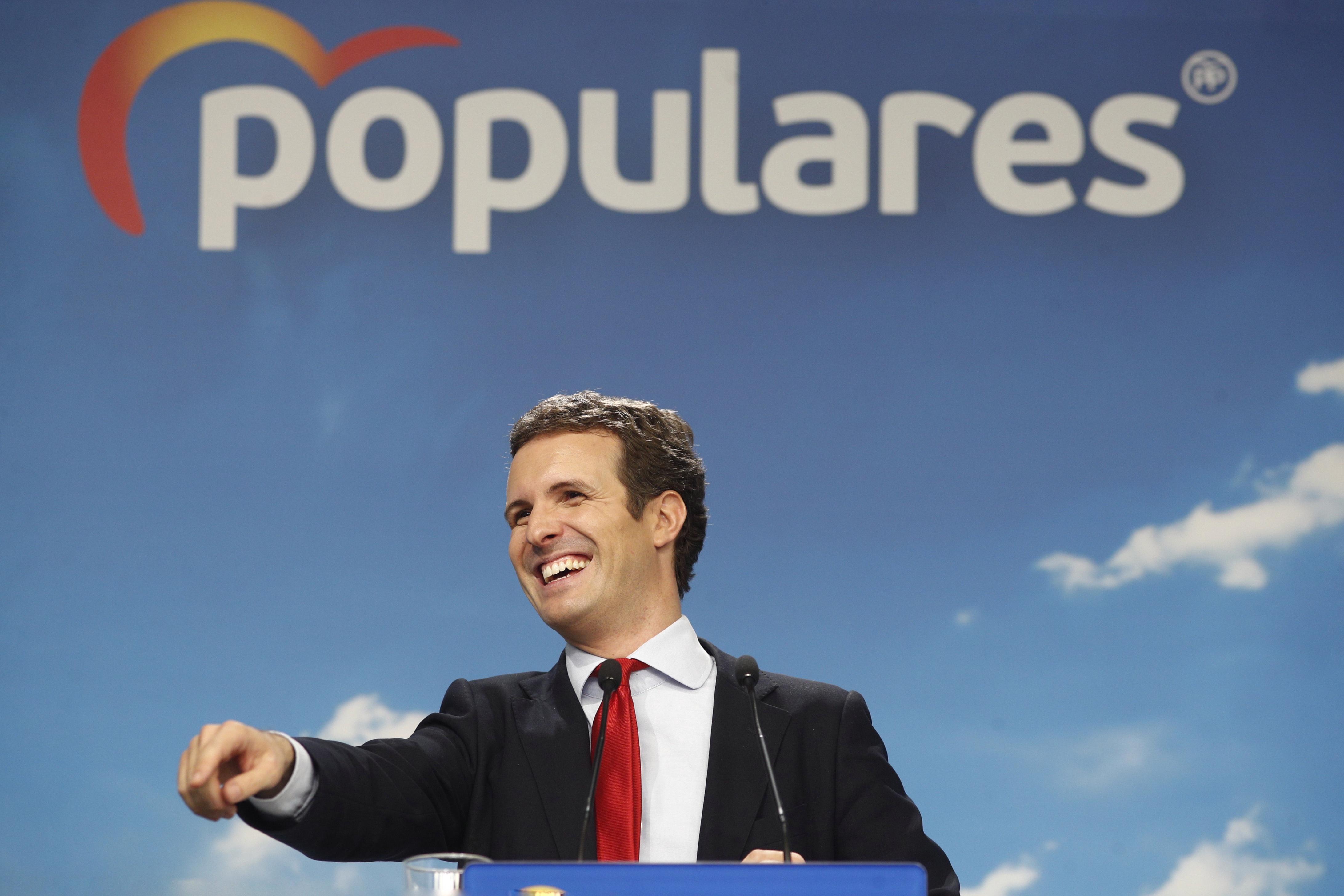  El presidente del PP, Pablo Casado, ofrece una rueda de prensa