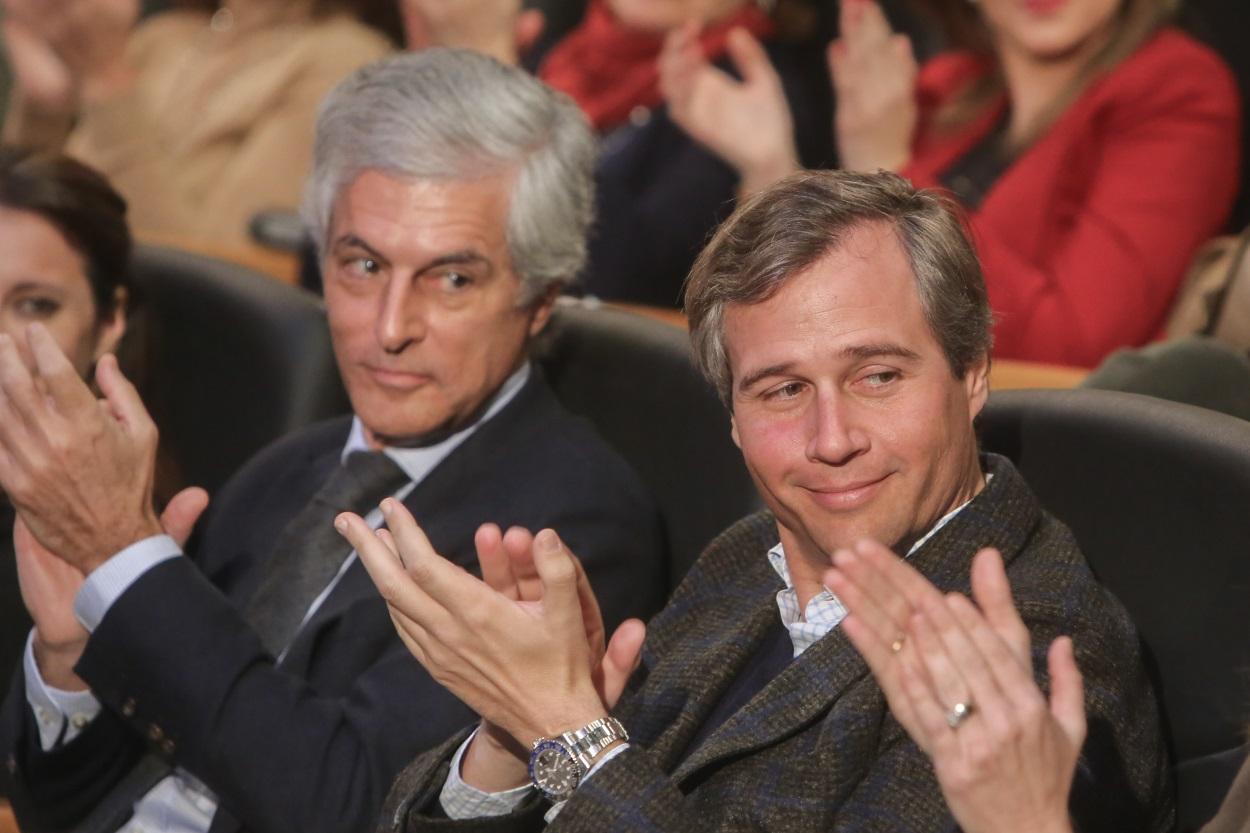 El político Adolfo Suárez Illana y el alcalde de Boadilla del Monte (Madrid), el popular Antonio González Terol, durante un acto de presentación de candidatos