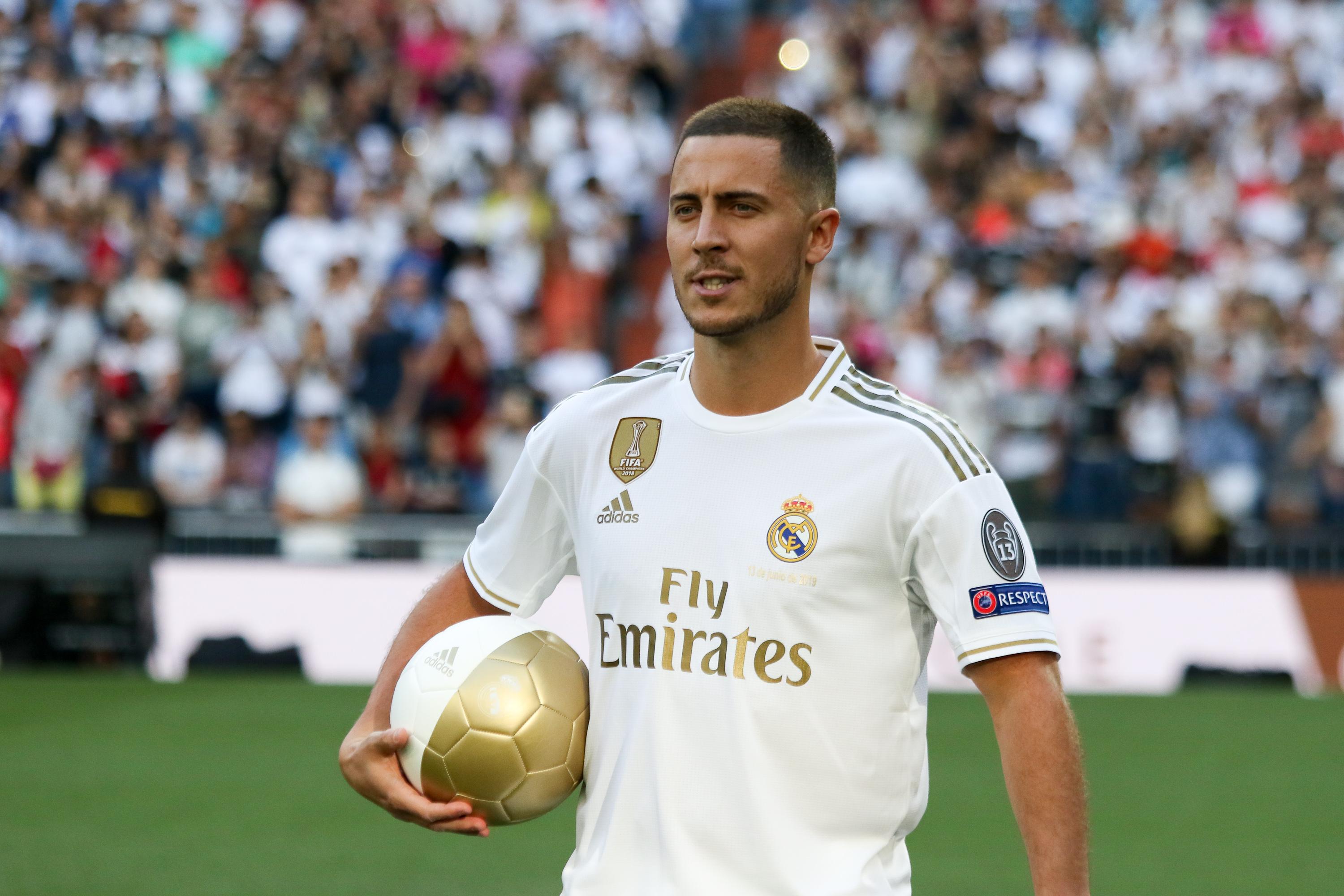 El Real Madrid presenta a Eden Hazard en el Santiago Bernabéu. EP