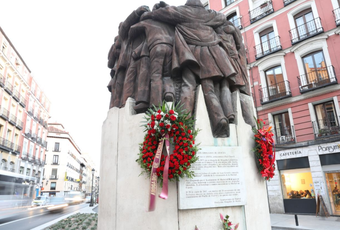 Monumento a los abogados de Atocha. Fuente: Twitter.