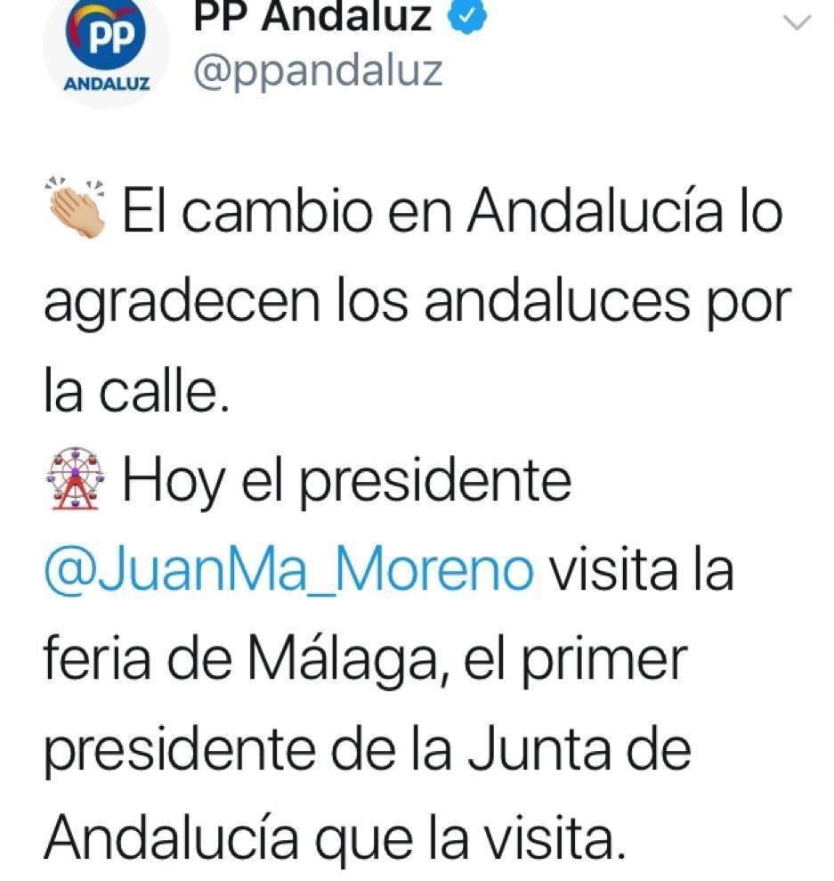 Tuit del PP andaluz Tuit del PP andaluz