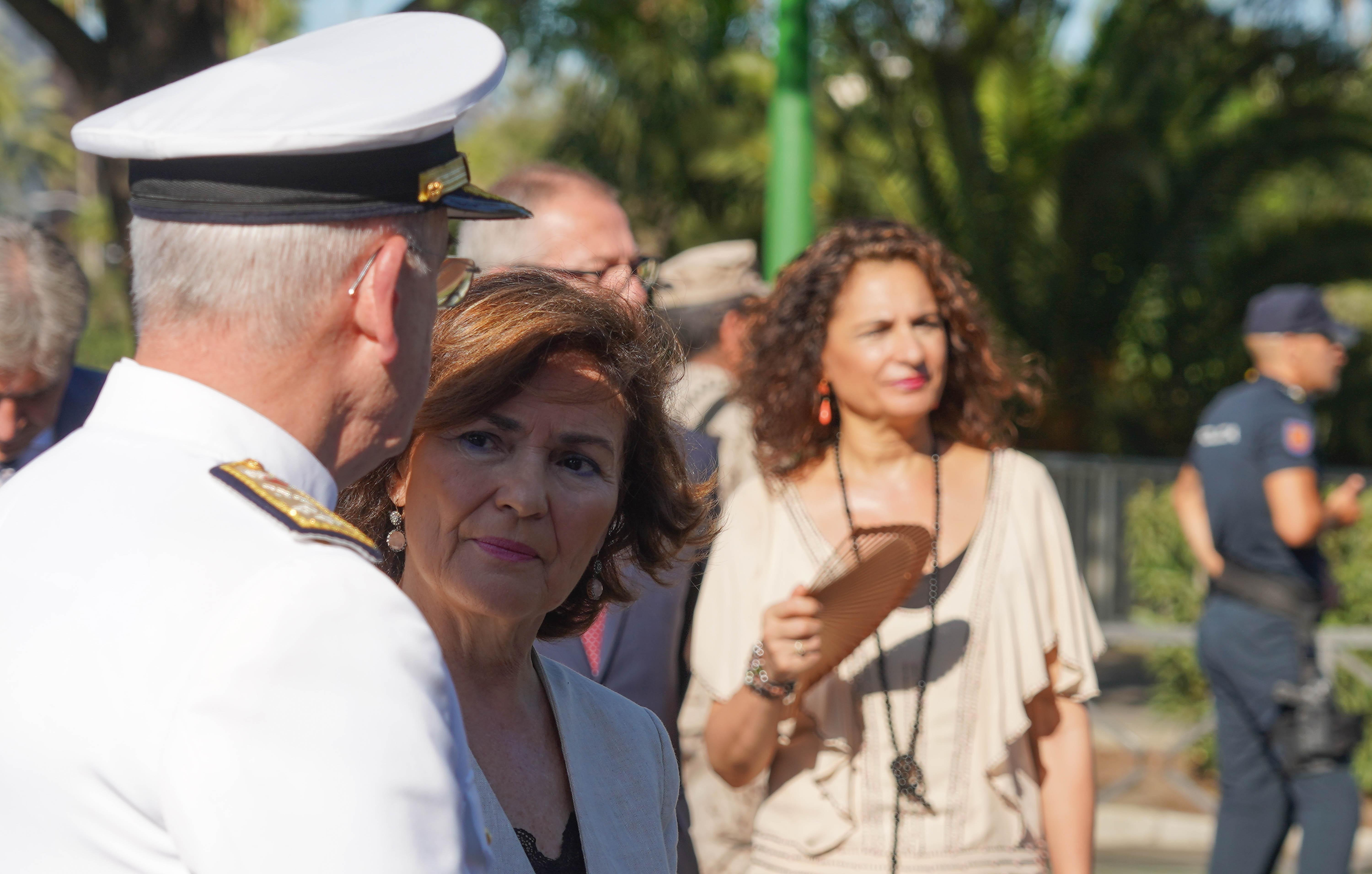 EuropaPress 2314844 La vicepresidenta en funciones Carmen Calvo en el acto conmemorativo del V Centenario de la I Vuelta al Mundo en Sevilla