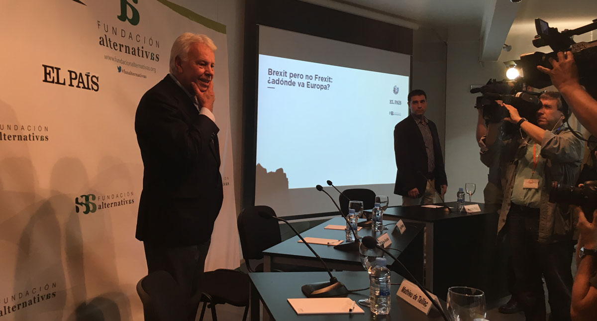 El expresidente del Gobierno, Felipe González, durante un acto en el Circulo de Bellas Artes en Madrid