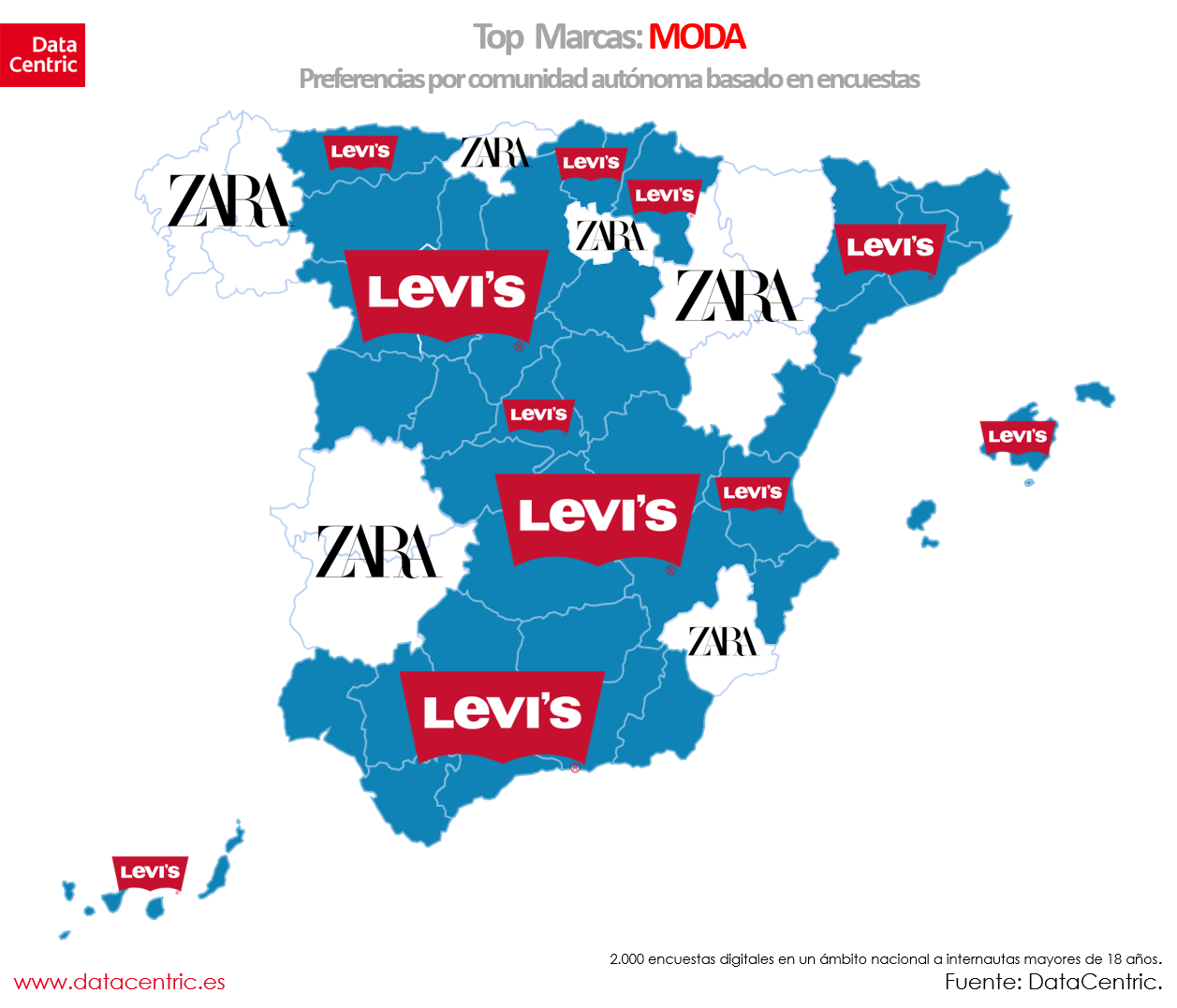 Dos son las marcas de referencia de los españoles en lo que se refiere a la moda textil: Levi’s y Zara