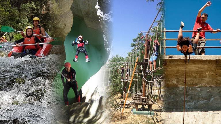 Puenting en la Sierra Norte de Madrid. Fuente Asdona Ventura