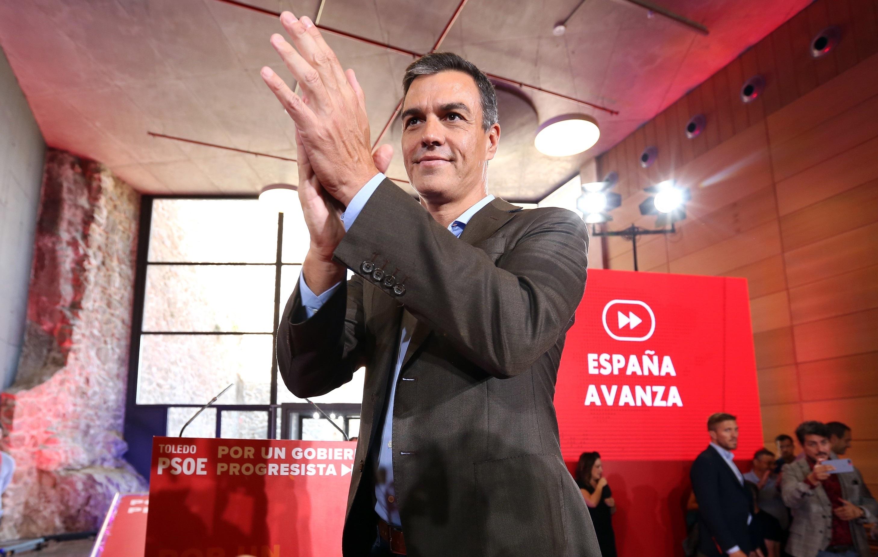 El secretario general del PSOE y presidente del Gobierno en funciones Pedro Sánchez en el Consejo Municipal del PSOE en Toledo 