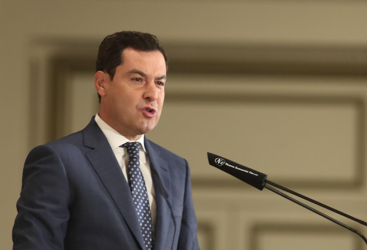 El presidente JuanMA Moreno, hoy en el Foro Nueva Economía. EDUARDO PARRA/EP 