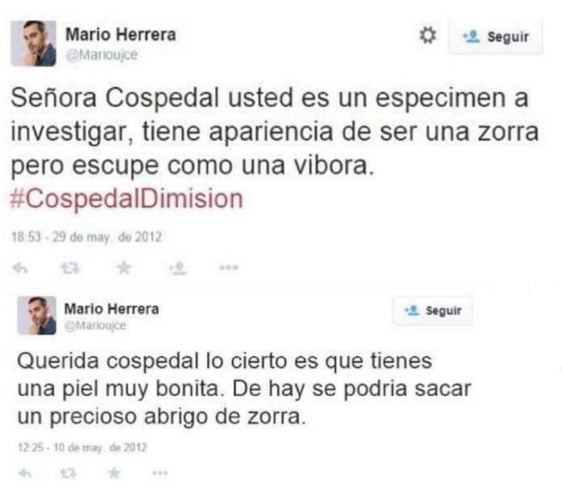 Tuits insultantes de Mario Herrera a Cospedal en 2012 Tuits insultantes de Mario Herrera a Cospedal en 2012