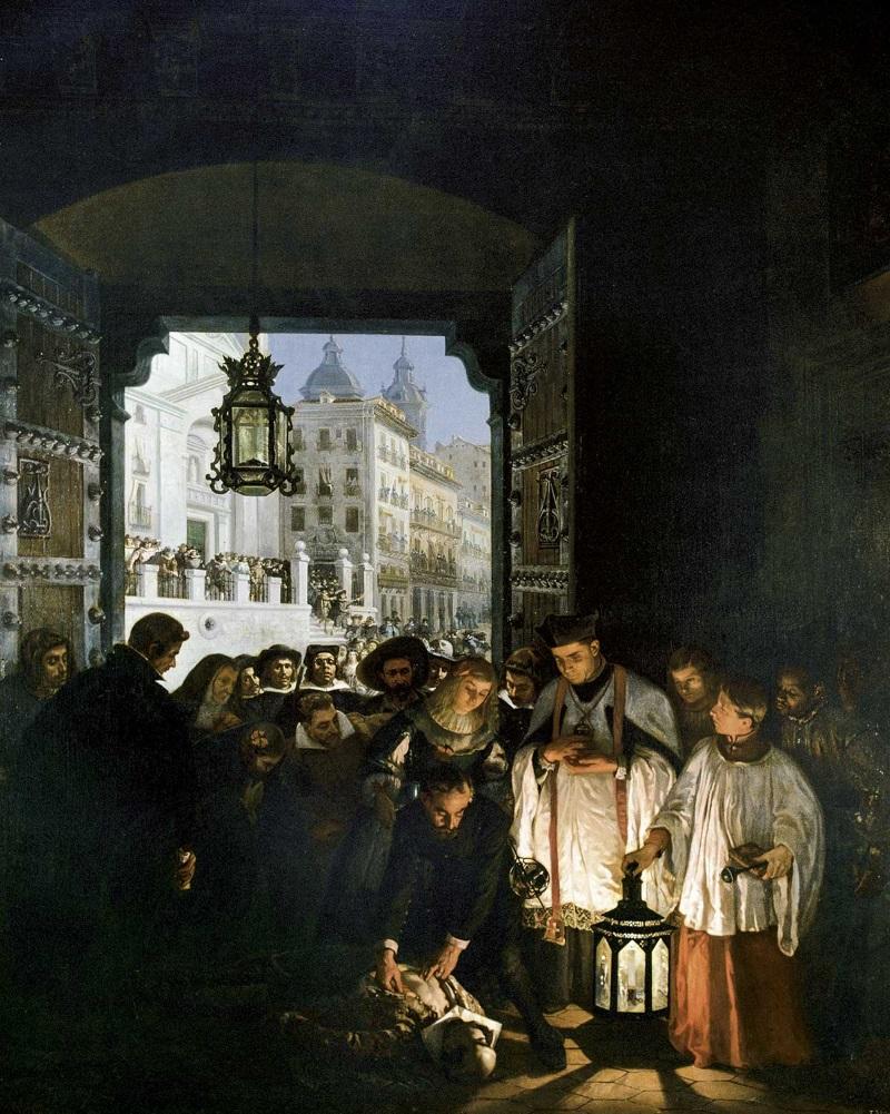 Cuadro de la muerte de Villamediana pintado por Manuel Castellanos.