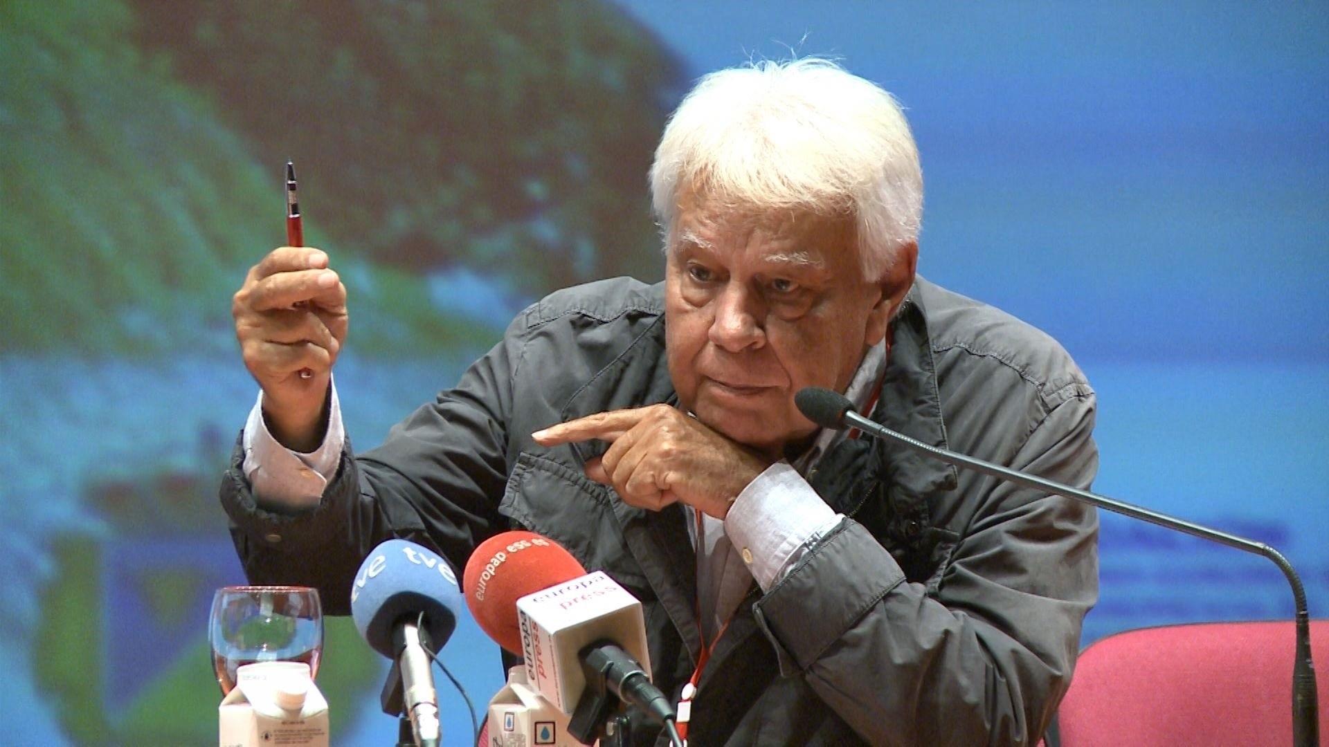 Felipe González durante una conferencia. Fuente: Europa Press.