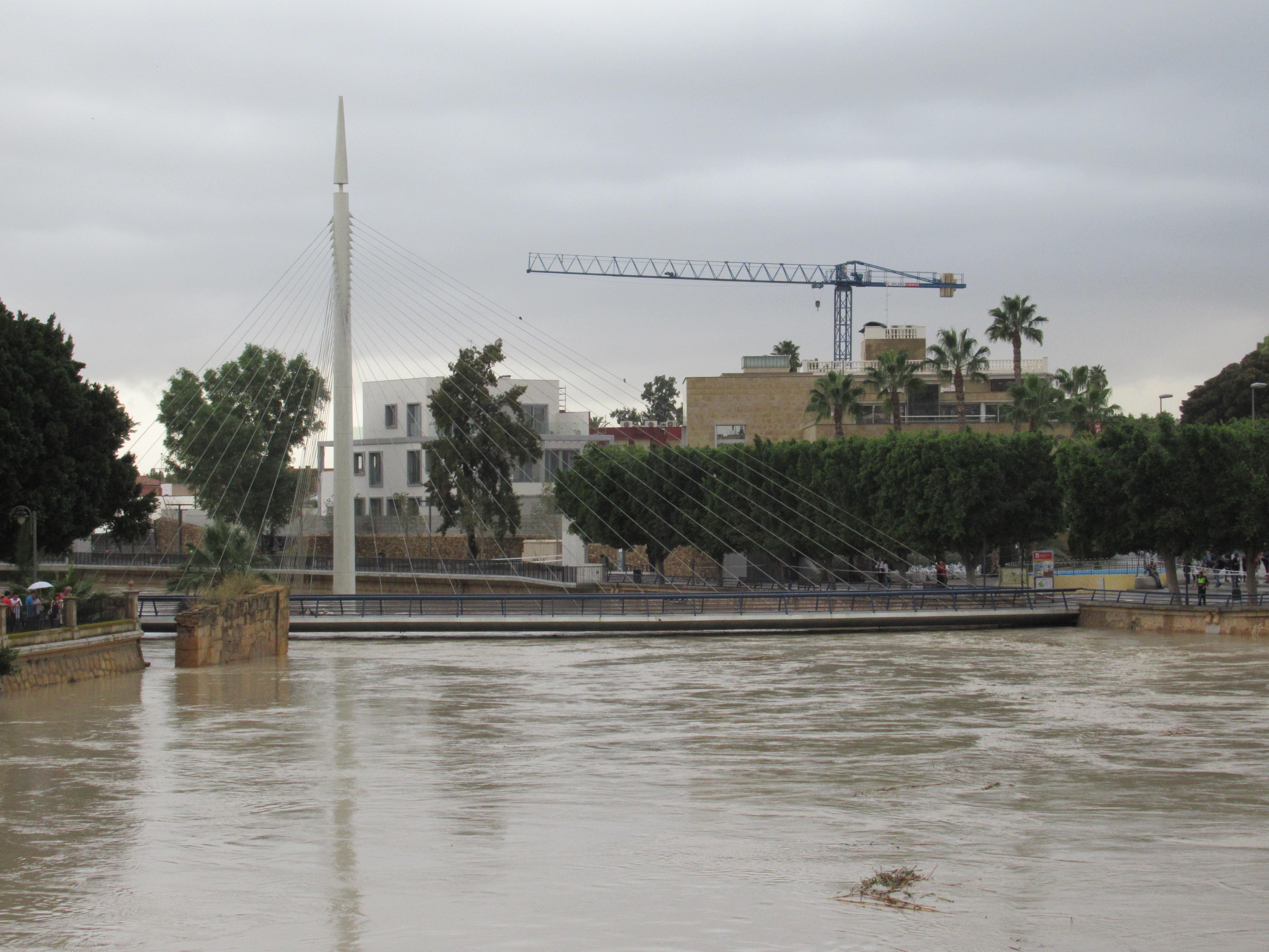 Cauce del río a su paso por la ciudad de Murcia 