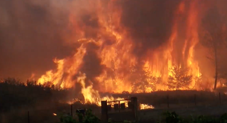 Imagen del incendio activo en A Gudiña (Ourense)