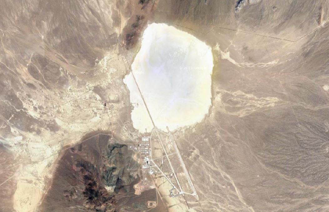 Vista desde el satélite del Área 51. Google Maps