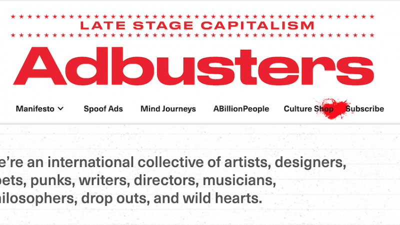 Web de adbusters.org uno de los referentes anticapitalistas