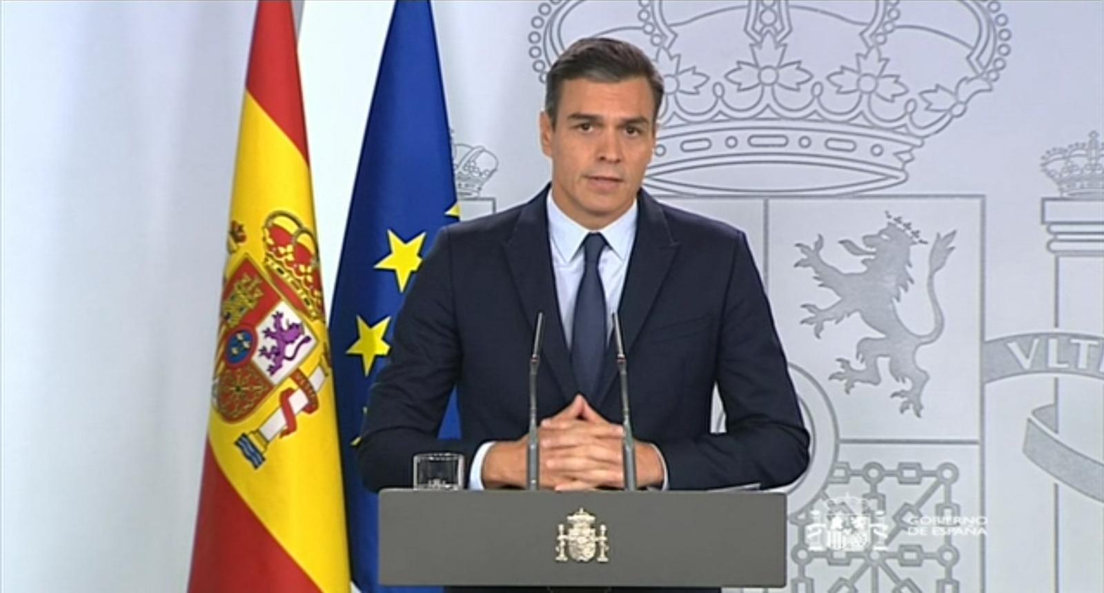 Pedro Sánchez comparece en Moncloa tras reunirse con Felipe VI