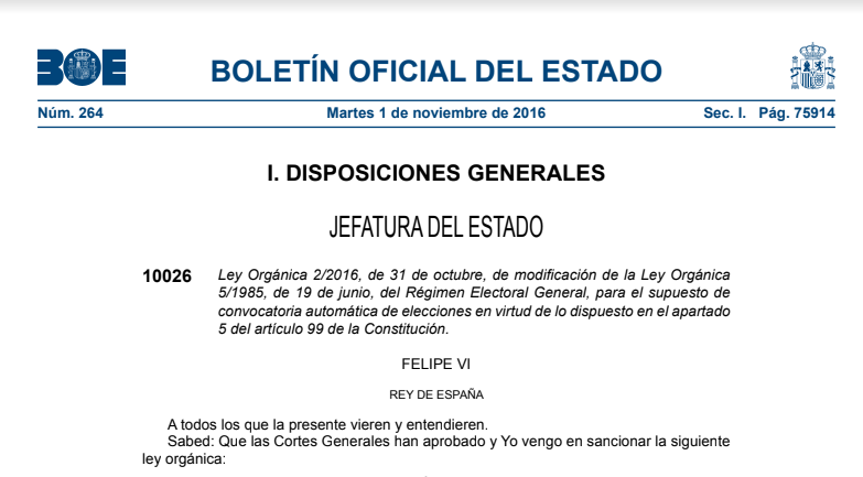 Recorte del Boletín oficial del Estado