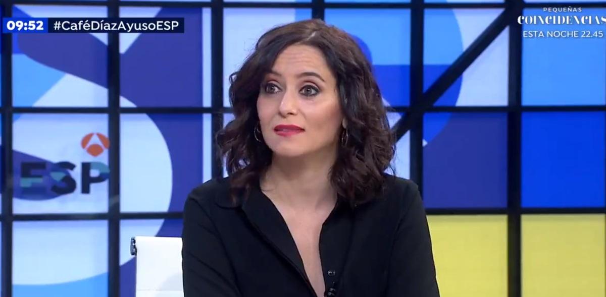 La presidenta madrileña, Isabel Díaz Ayuso, en Espejo Público. Antena 3