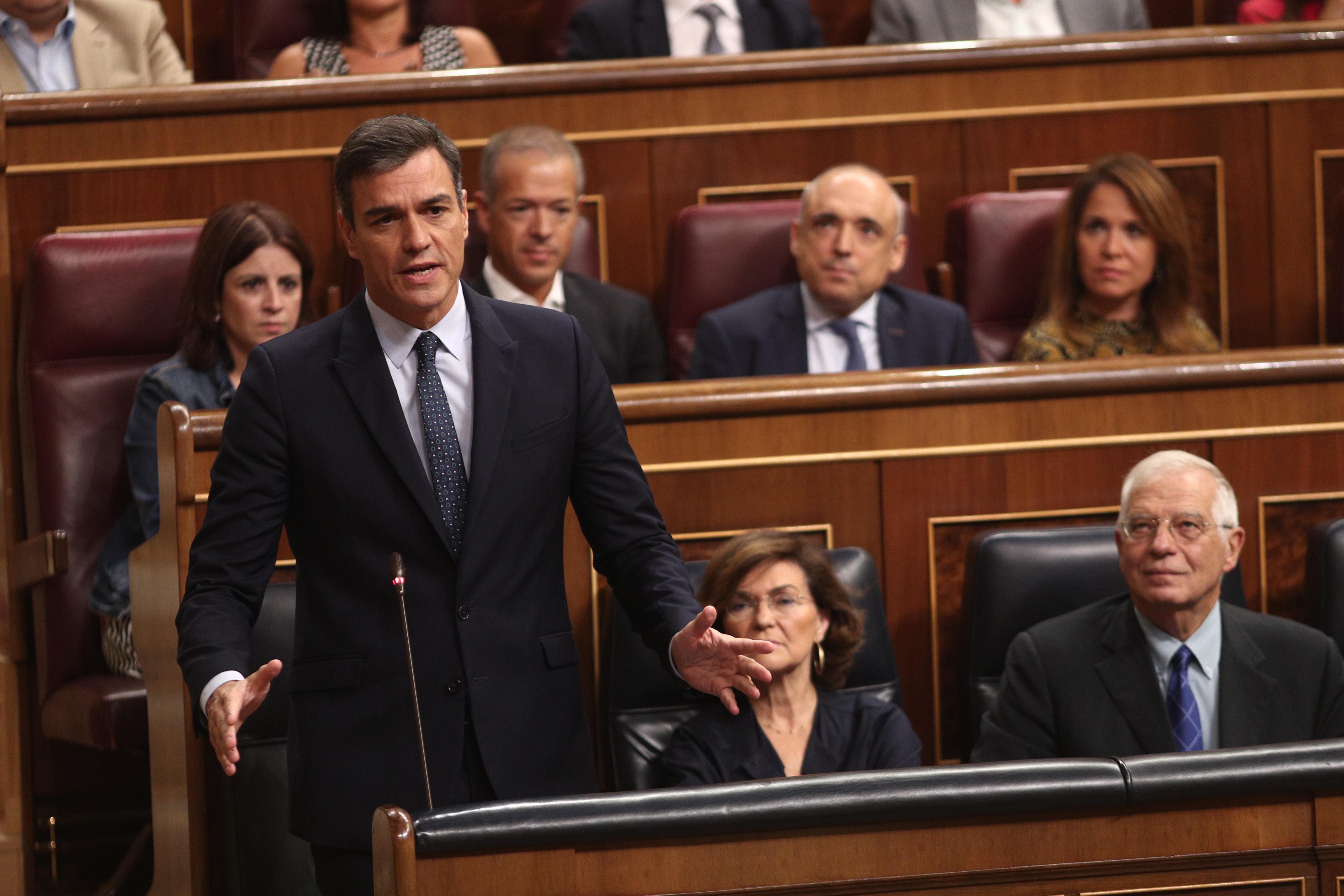 El presidente del Gobierno en funciones Pedro Sánchez comparece en sesión de control al Gobierno. EP