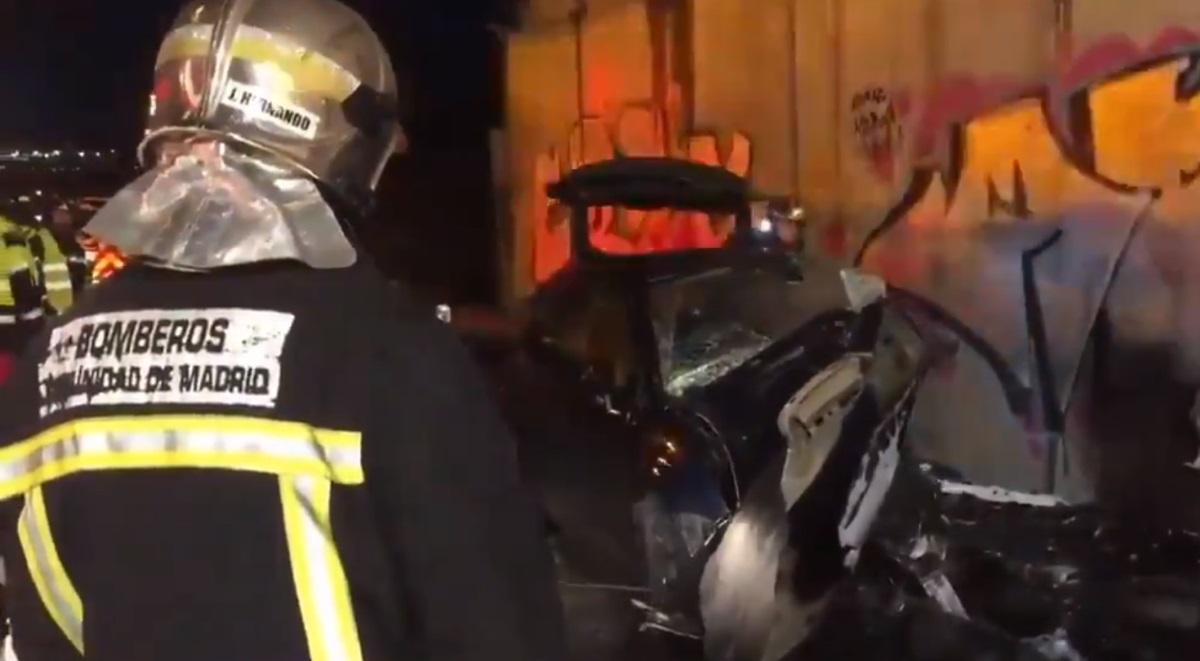 El coche de Víctor López tras el siniestro. Imagen de La Sexta