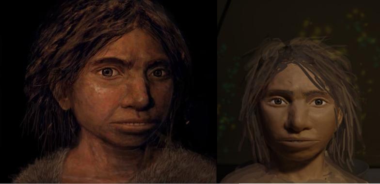 Reconstrucción del aspecto de una niña denisovana y borrador de la ilustración basada en la escultura. / Maayan Harel