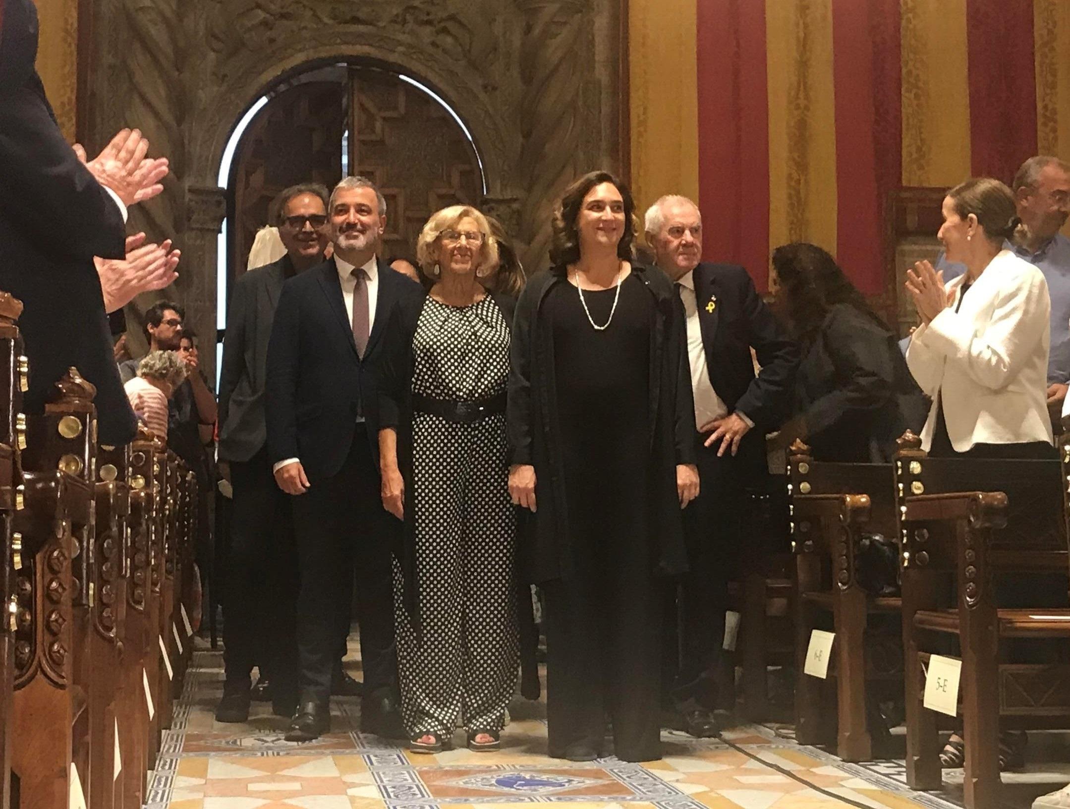Jaume Collboni, Manuela Carmena, Ada Colau y Ernest Maragall. EP