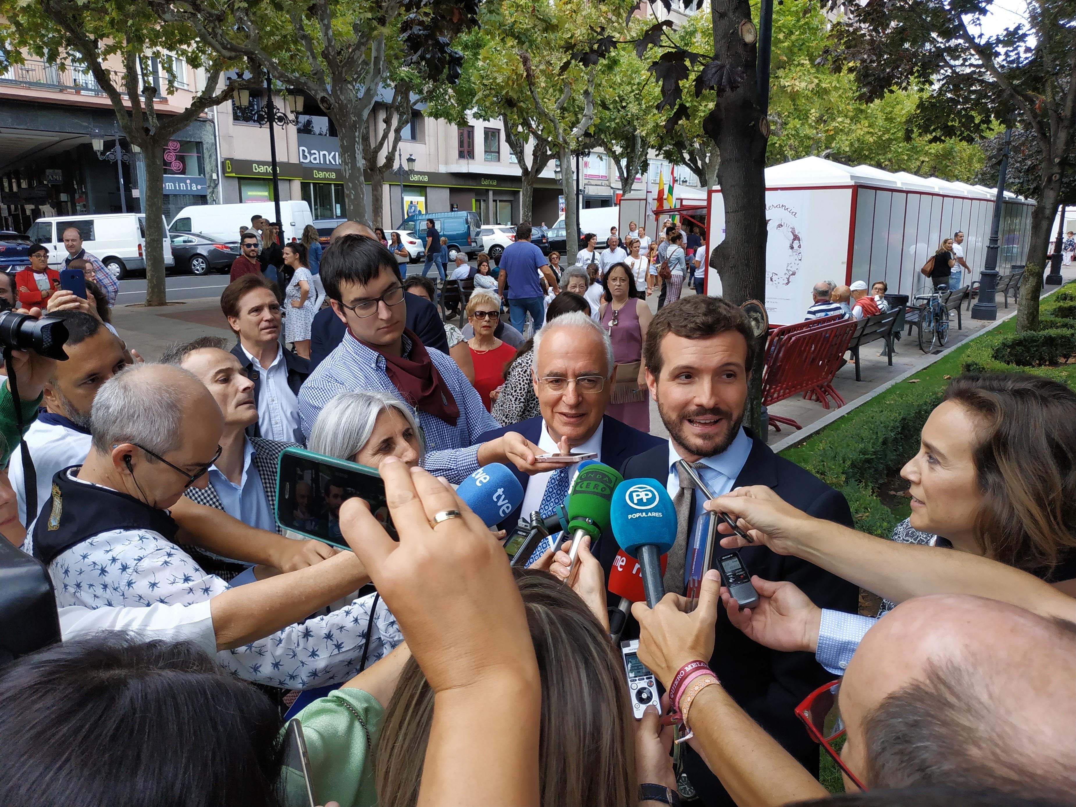 El presidente del PP Pablo Casado en Logroño