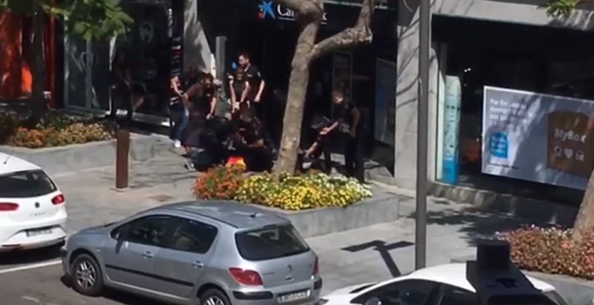 Los policias detienen a los ladores del atraco a una sucursal en Estepona. Youtube