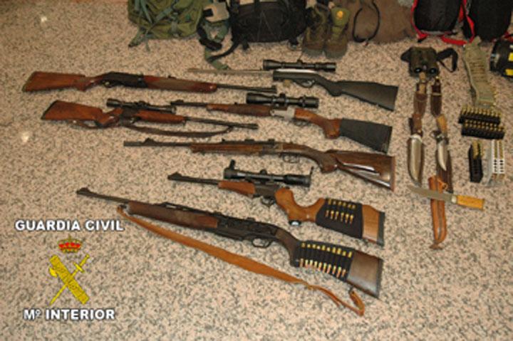 Armas decomisadas por la Guardia Civil de León. 