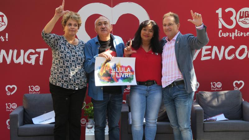 UGT respaldando a Dilma Rousseff en el acto final de la conmemoración de los 130 años del sindicato