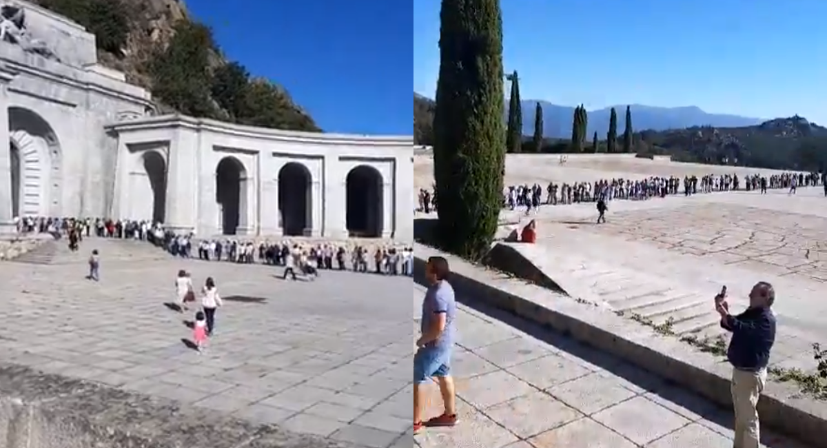 Fotomontaje con imágenes de la cola del Valle de los Caídos