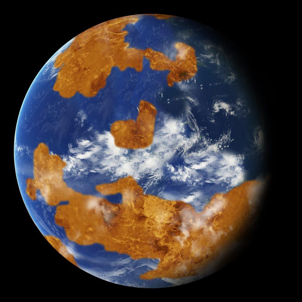 Representación de Venus con agua. Imagen: NASA