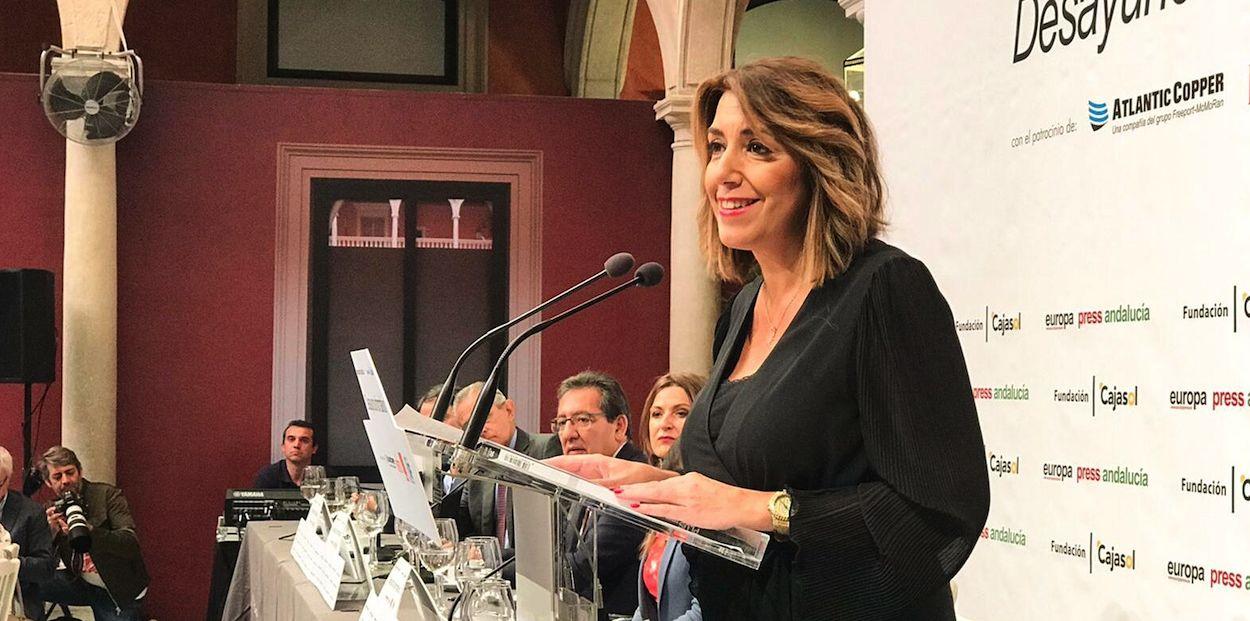 Susana Díaz, en su intervención de este lunes en Los Desayunos de Europa Press.