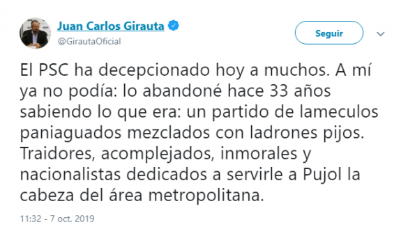 Tuit de Girauta sobre el PSC. Twitter