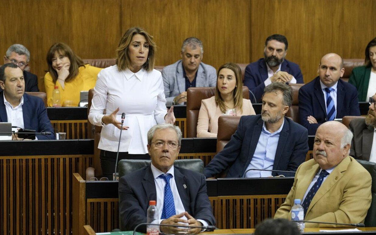 Susana Díaz, en su intervención de hoy en el Pleno del Parlamento andaluz.