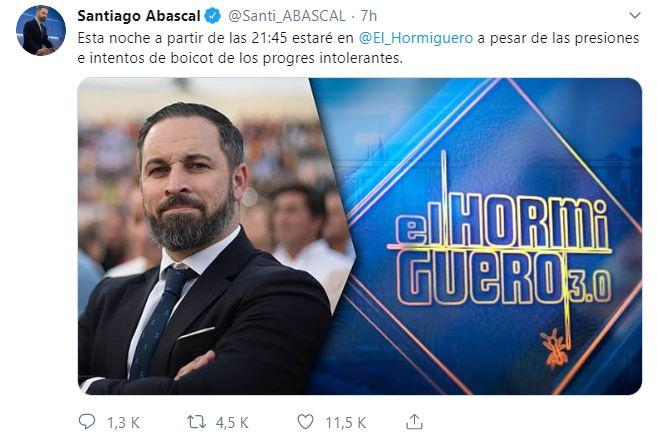 Santiago Abascal El Hormiguero