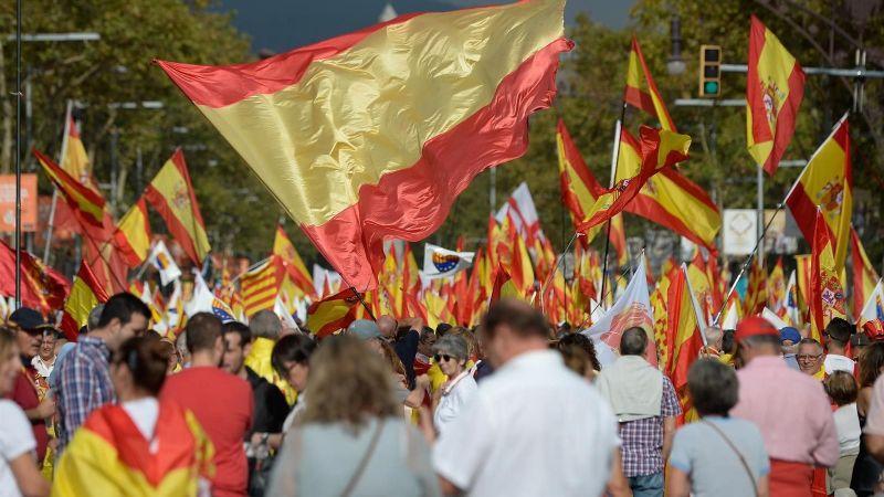 Manifestación del 12 de Octubre en Cataluña, el año pasado. Fuente: EP.