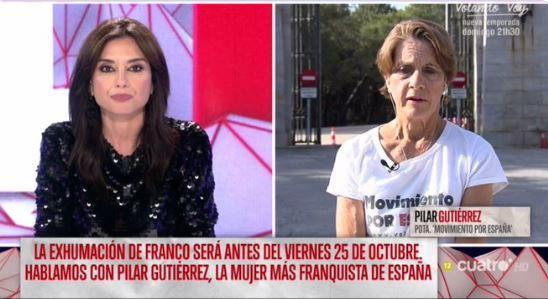 Pilar Gutiérrez en directo en 'Todo es mentira' desde el Valle de los Caídos. Twitter