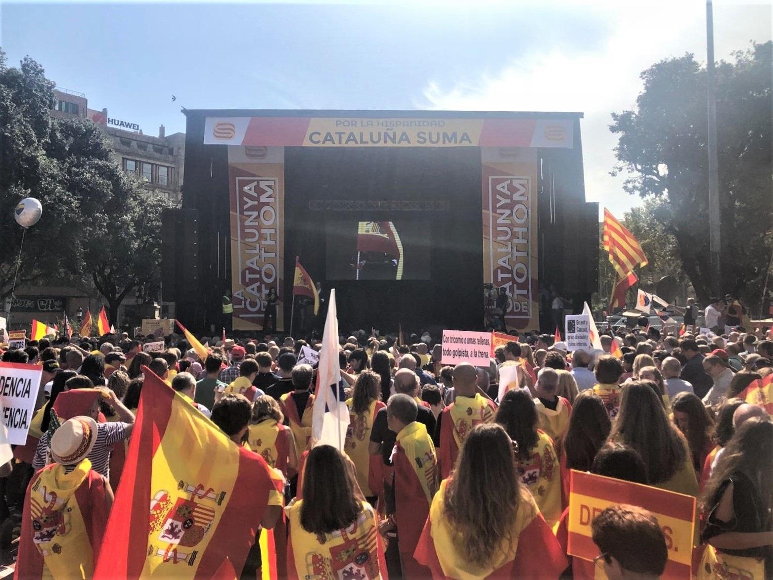 Manifestación en Barcelona por el 12 de Octubre. Fuente: EP.