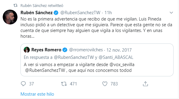 Tuit amenaza a Rubén Sánchez