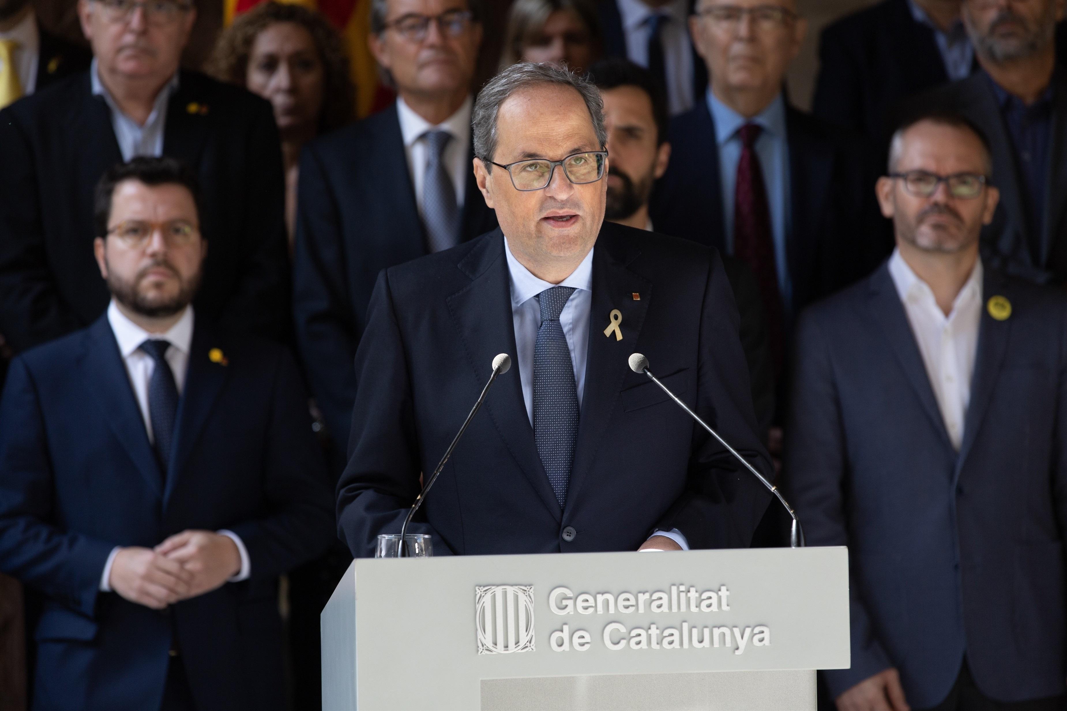 Declaración institucional del presidente de la Generalitat de Catalunya Quim Torra tras la sentencia del proceso independentista. Europa Press.