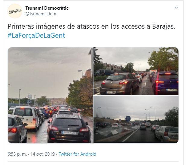 Tuit de Tsunami Democràtic. 