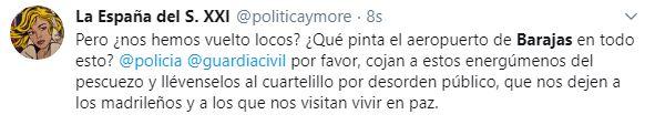 Amenazas a los independentistas que quieren colapsar Barajas: aquí no duráis ni cuatro minutos Amenazas a los independentistas que quieren colapsar Barajas: aquí no duráis ni cuatro minutos