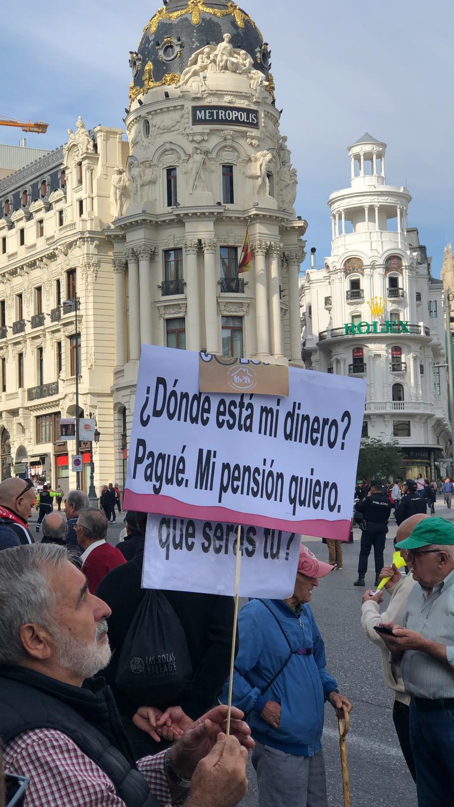 Marcha de las Pensiones en la calle Alcalá