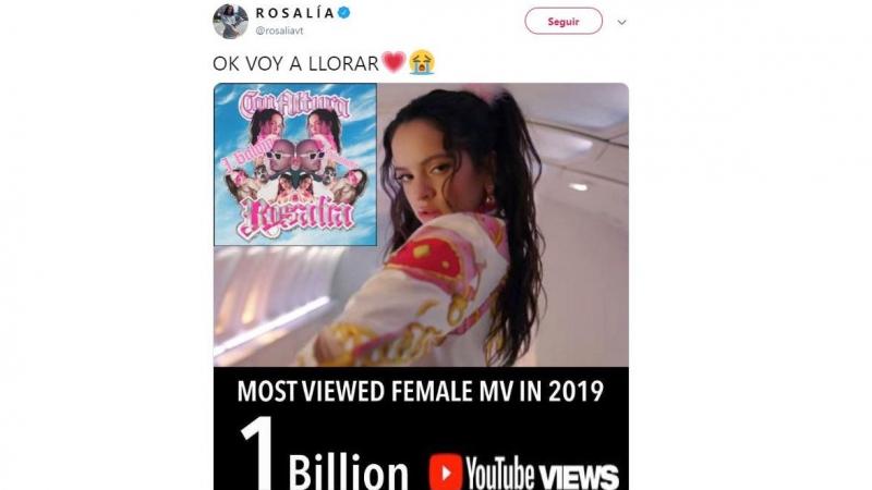 El videoclip 'Con Altura' de Rosalía y J Balvin llega a los 1.000 millones de reproducciones en Youtube. Twitter