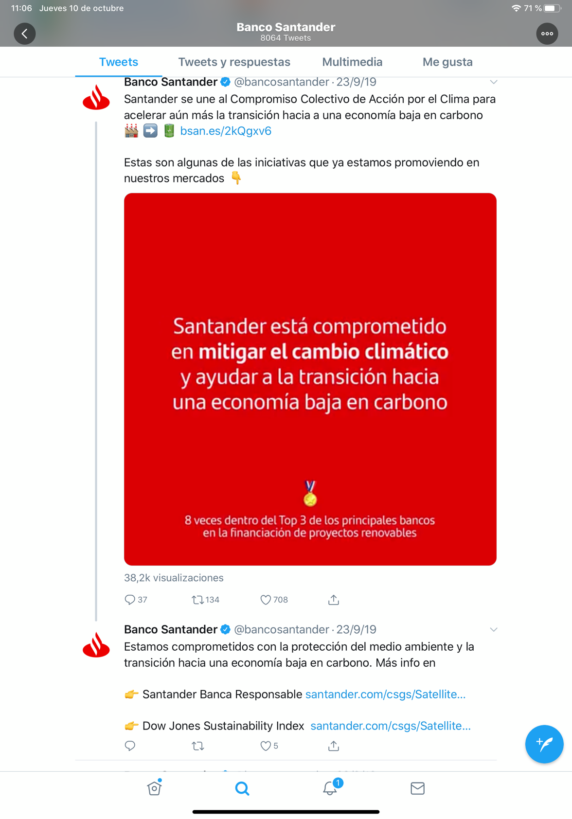 Tuit de Banco Santander