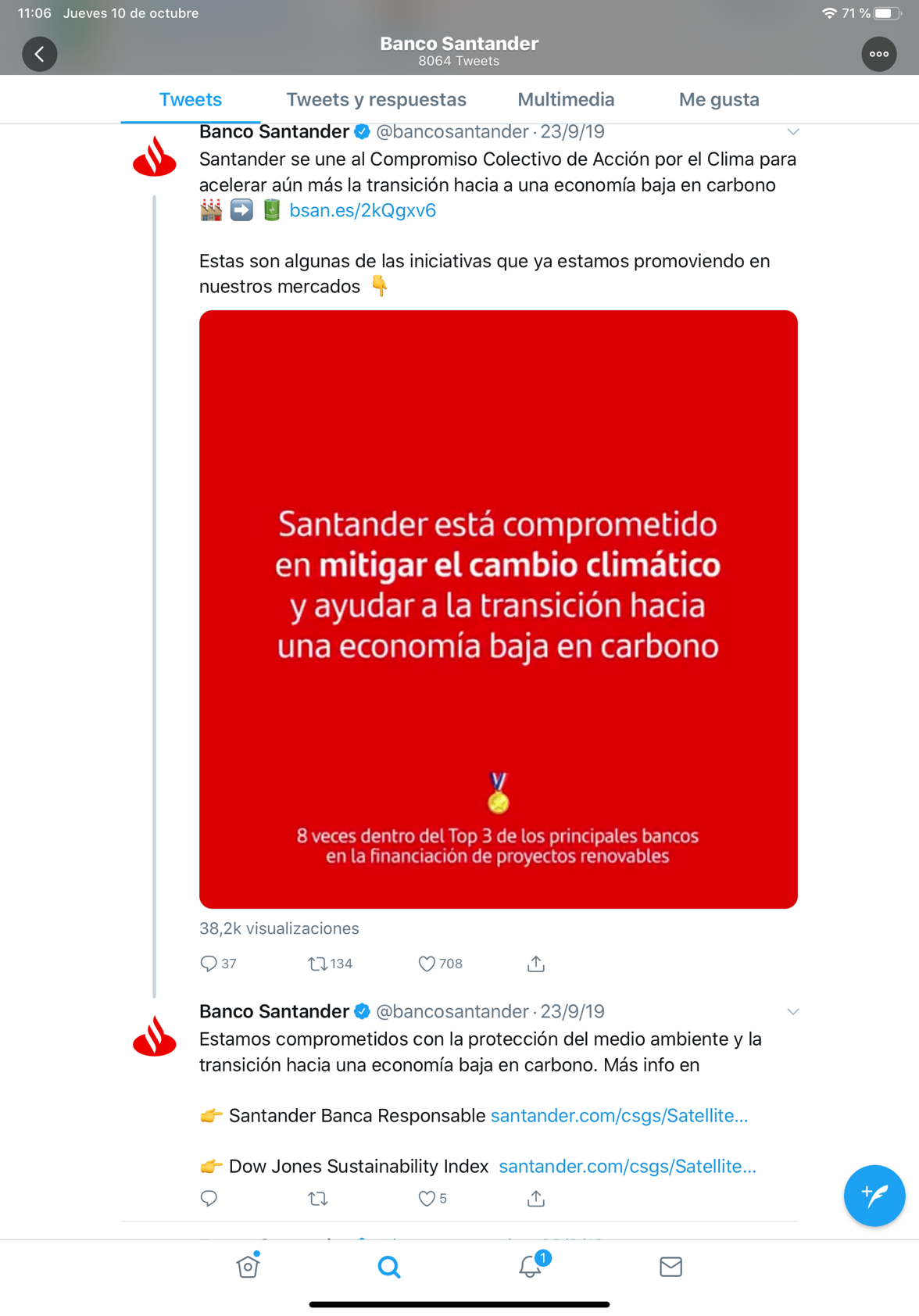 Tuit de Banco Santander Tuit de Banco Santander