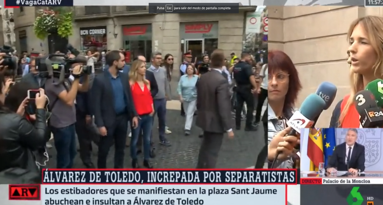 Cayetana Álvarez de Toledo habla ante los medios tras ser increpada en Barcelona