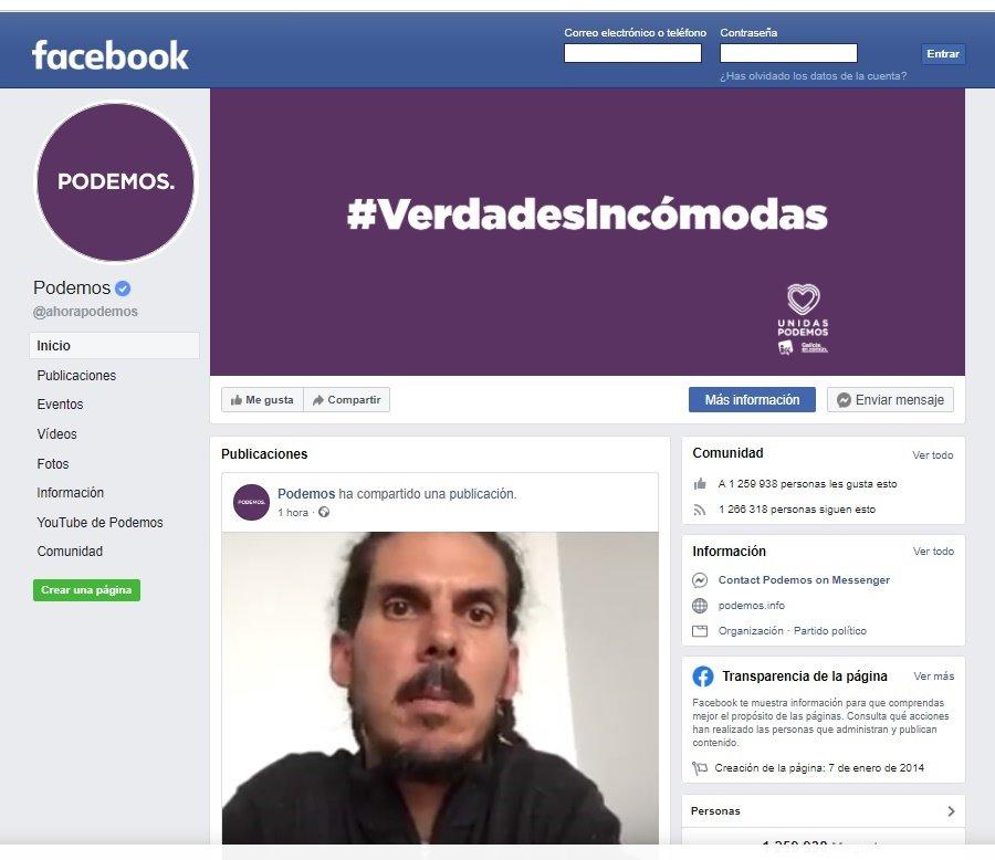 Anuncio en Facebook de Unidas Podemos.