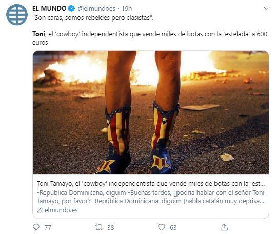 Independentista con botines. Twitter